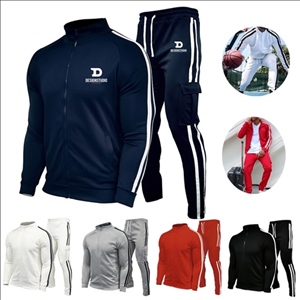 Men's Long Sleeve Full-Zip Running Casual Tracksuit Set